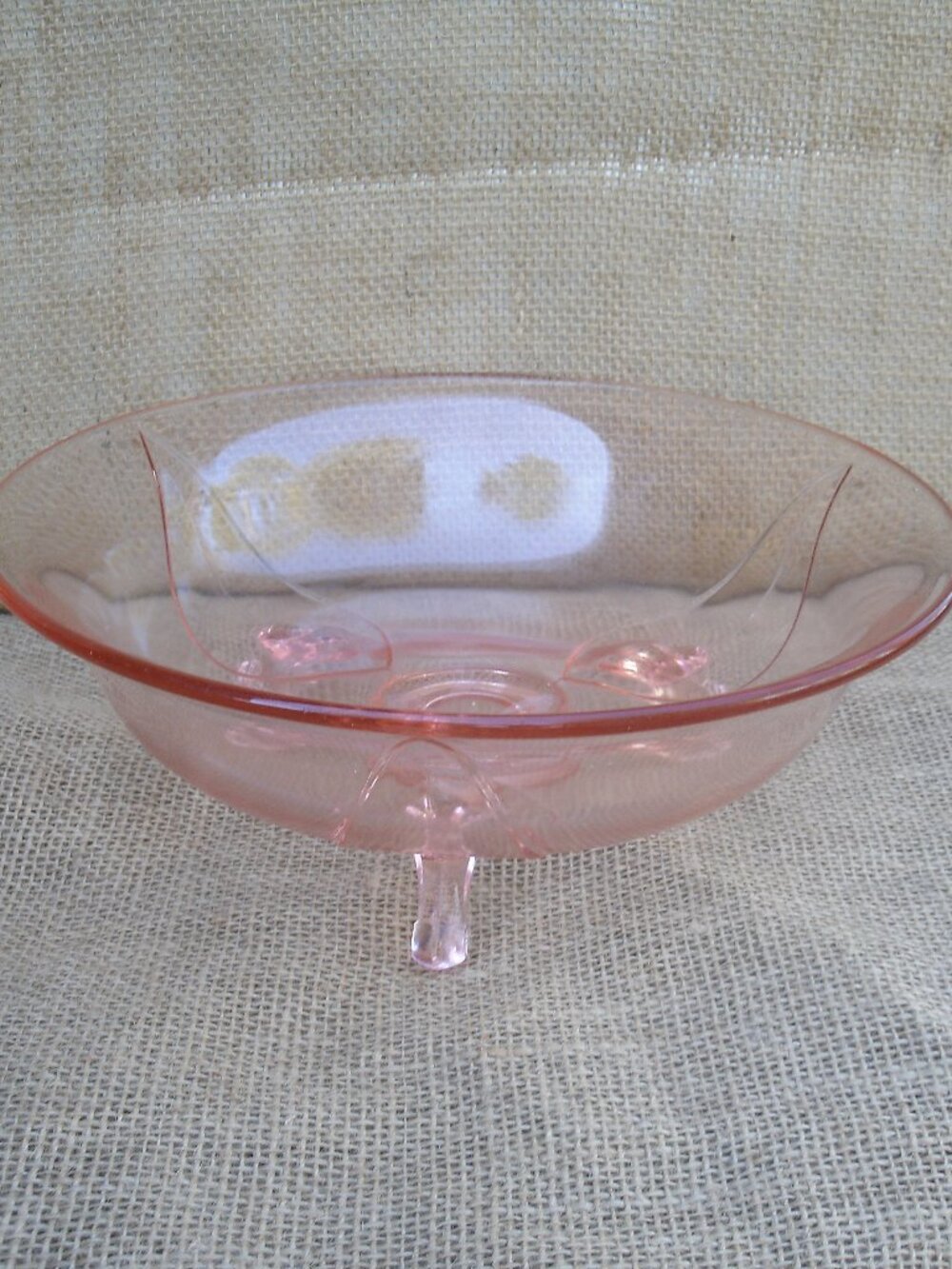 Vintage Lancaster Depression Glass 3 Footed Bowl